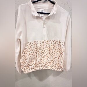 Athletic Works Cream and Cheetah Half Zip Up